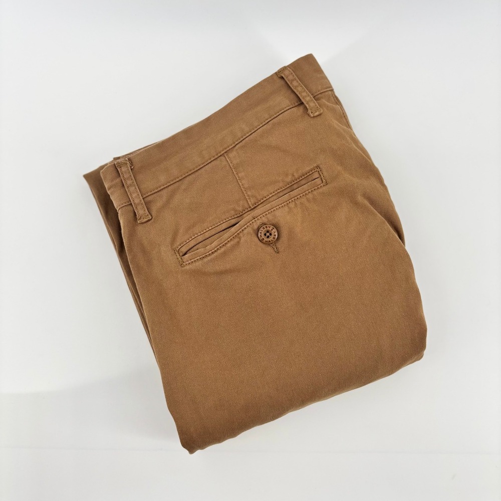 Halsey 44 Mens Chino Pants Tobacco Brown Slim Straight Cotton Twill Trousers 33